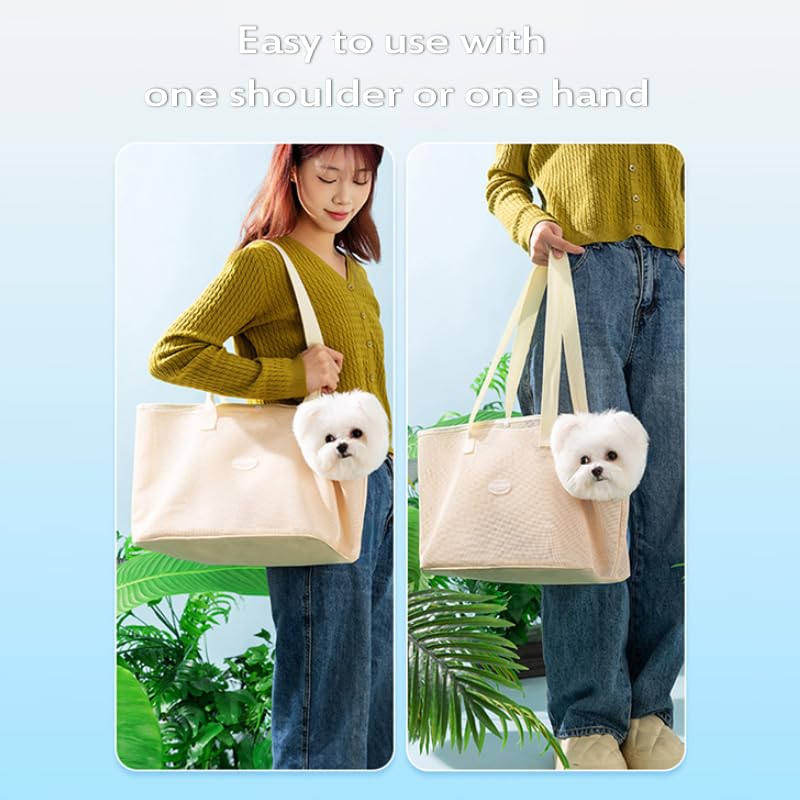 KAMEIOU Breathable Mesh Cat Small Dog Purse Carrier Tote Bag for Small Dogs Pets Outdoor Pet Purse Carriers for Puppy Cat Small Dog Tote Soft-Sided Bag for Small Dogs Rabbits Cats Carrier Outcrop Bag Yellowish - PawsPlanet Australia