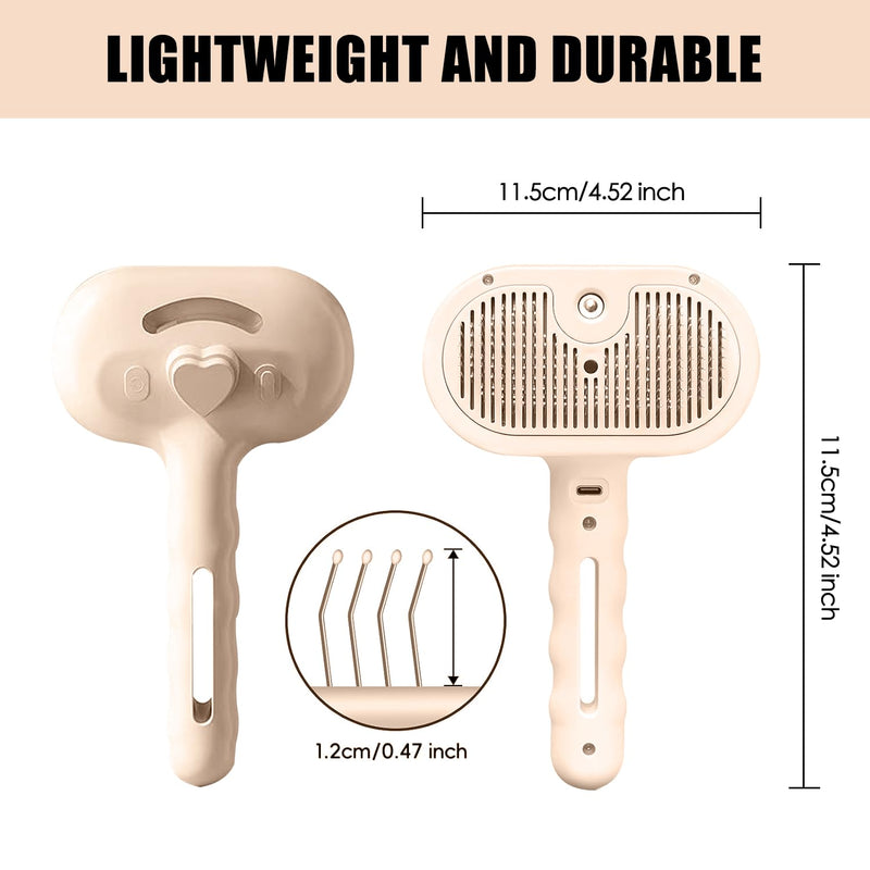 3-in-1 Pet Steam Brush, Grooming Comb with Water Tank for Cats and Dogs, Long and Short Hair (Pink) Pink - PawsPlanet Australia