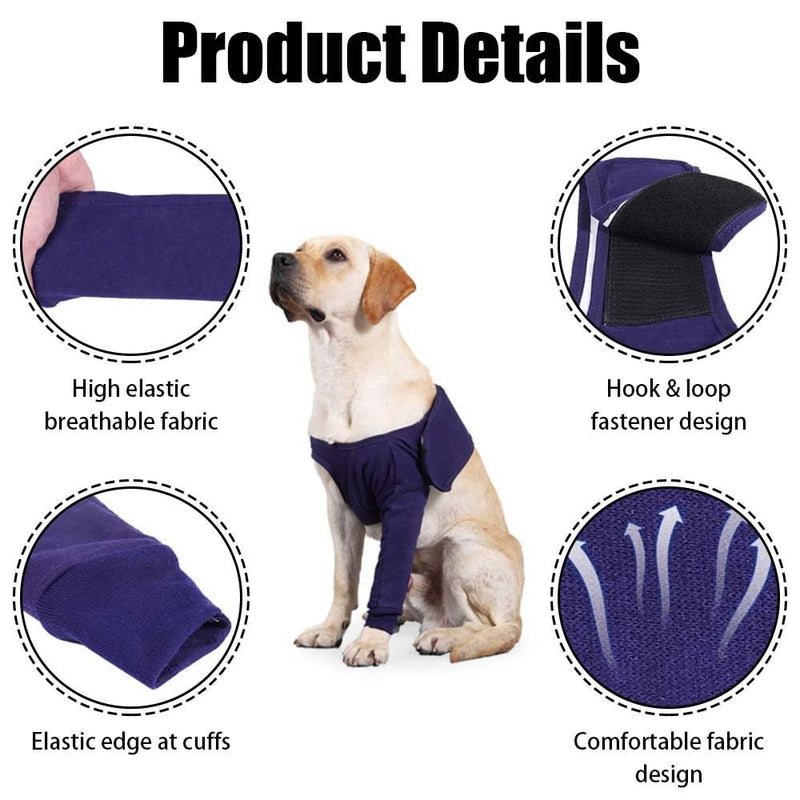 DONGKER Dogs Anti-licking Protection Sleeve, Dog Surgery Recovery Sleeves With Magic Stickers for Pet Front Leg Injury Recover Sprains M
