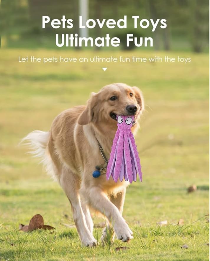 Squeaky Dog Toys, Octopus No Stuffing Crinkle Plush Dog Toys to Keep Them Busy, Interactive Dog Chew Toys for Puppy Teething, Large Dog Toys for Large Medium Small Breeds, Pet Toys, 2 Pack - PawsPlanet Australia
