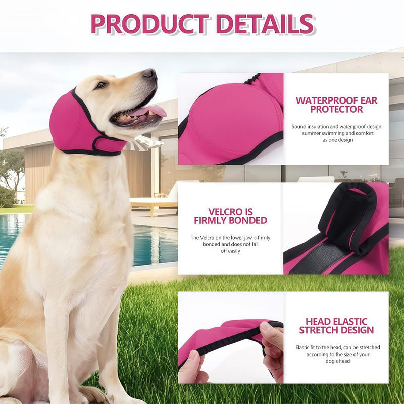 Dog Ear Defenders,QIANSSE Dog Ear Protectors Adjustable Dog Ear Covers for Noise ProtectionDuring Bathing Grooming Thunder Fireworks(M)