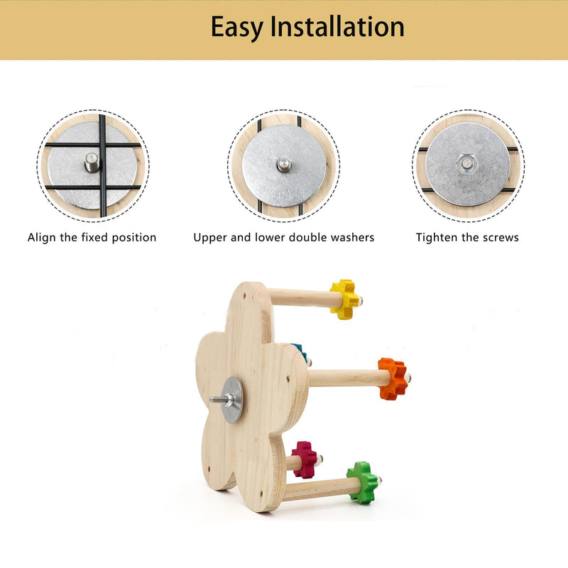 Bird Rotating Perch Toy, Wooden Parrots Ferris Wheel Toy with 5 Perches, Hanging Bird Stand Cage Accessories for Parakeet Parrot, Cockatiel, Budgerigar,Conure, Lovebirds