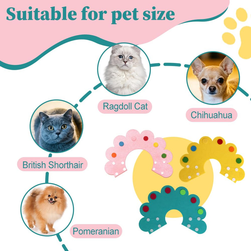 Collar for Cats/Puppy, 3 Pieces Anti Bite Cat Protective Collar, Soft Adjustable Protective Collar for Cats Small Dogs After Surgery l