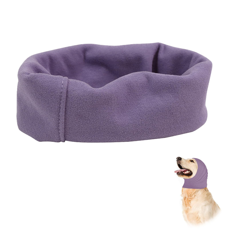 Dog Ear Cover for Anxiety Relief Grooming Drying Recovery, for Dogs Calming Snood Ear Protectors Soft Ear Muffs and Earmuff Head Wrap Dogs Hearing Protection (Purple) Purple