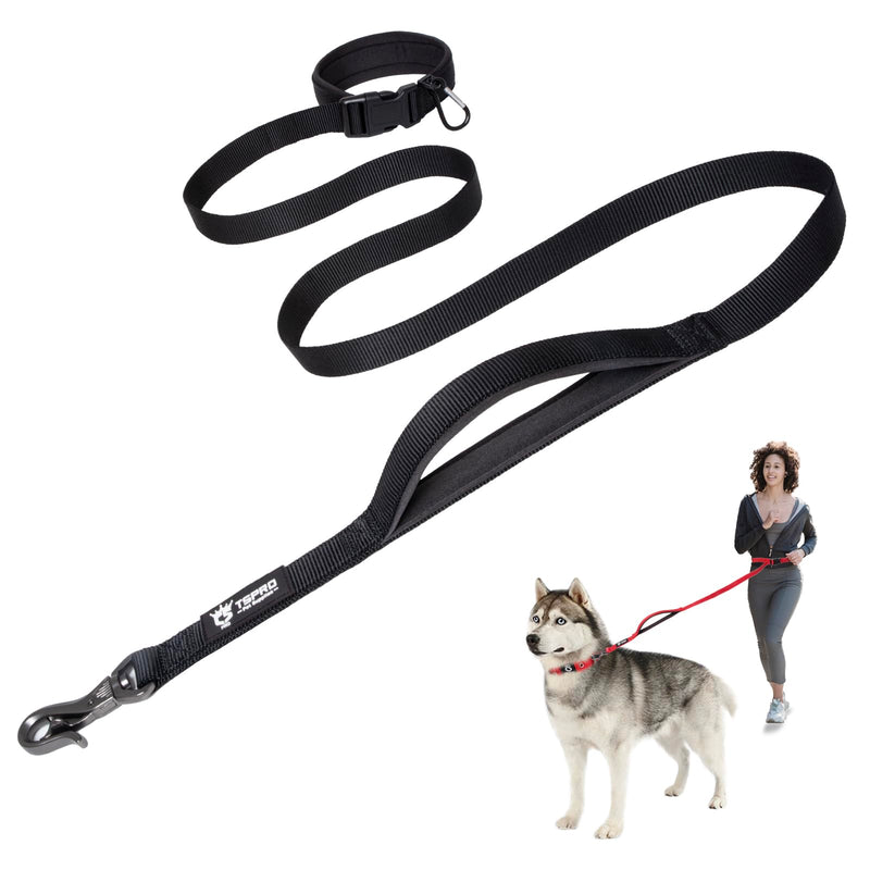 TSPRO Hands Free Dog Leash Adjustable Walking Running Dog Leash with Control Safety Padded Handle and Heavy Duty Clasp for Medium Large Dogs (Black) For Medium-Large Dogs Black