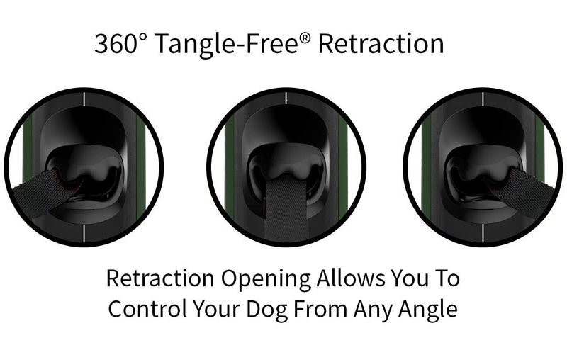 TUG Oval 360° Tangle-Free Retractable Dog Leash with Integrated Waste Bag Dispenser (Medium, Green) Medium - PawsPlanet Australia