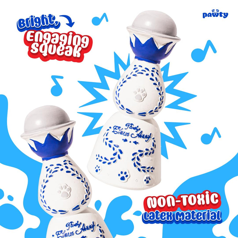 Claws Awoof Rubber Dog Toy - Latex Rubber Squeaky Tough Chewer Resistant - Cute Unique Beer Wine Drinks Toy with Squeaker for Small Dogs - Gifts for Favorite Dog Birthday - Tequila Alcohol Parody - PawsPlanet Australia