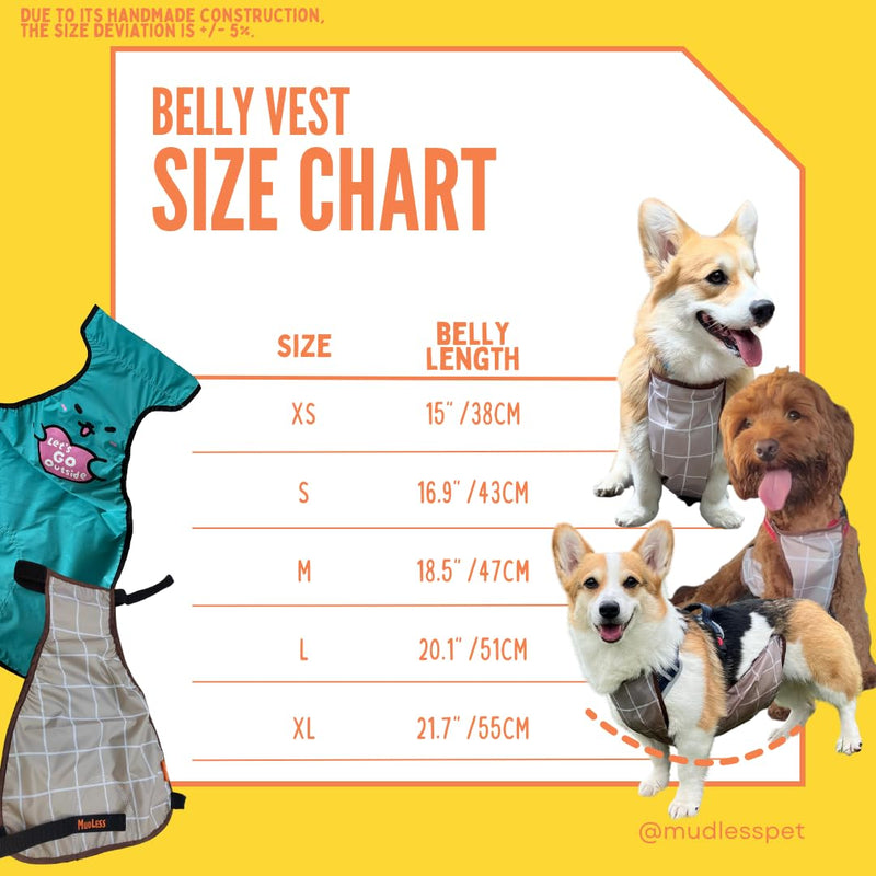 Waterproof Pet Dog Belly Vest Jacket Cover, Lightweight Breathable Outdoor Indoor - Clean & Dry in Rain Snow Mud (Grey Grid, L) Grey Grid Large - PawsPlanet Australia