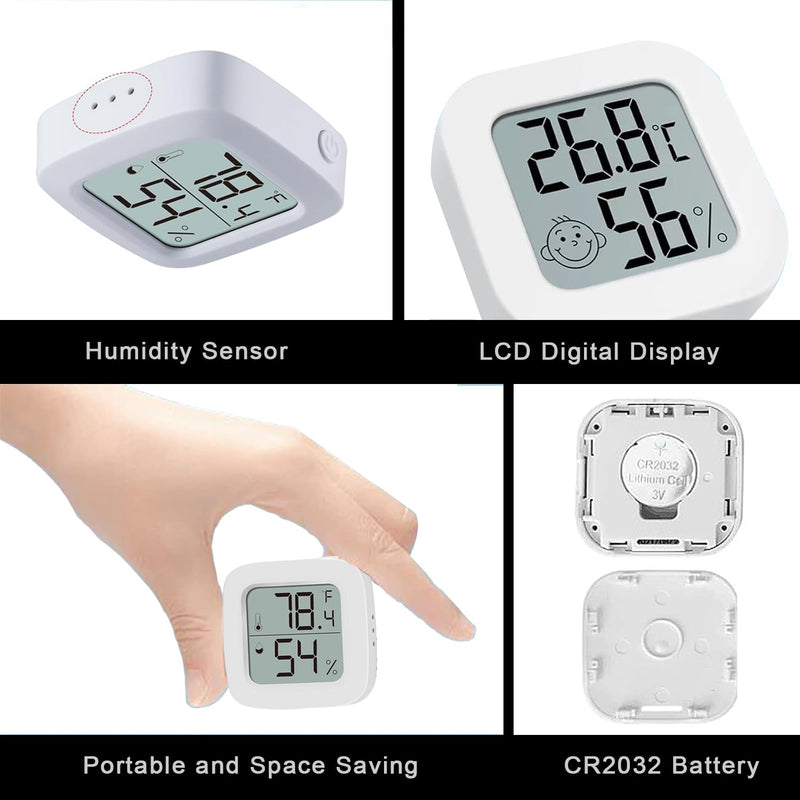 Reptile Tank Thermometer, Mini Digital Hygrometer Thermometer Gauge, Indoor Outdoor Temperature Humidity Meter for Greenhouse Humidors Incubators Reptile Terrarium Jars, Fahrenheit (℉) or Celsius(℃) Basic Version - PawsPlanet Australia
