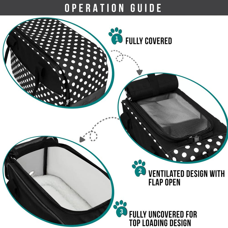 PetAmi Dog Purse Carrier for Small Dogs, Airline Approved Soft Sided Pet Carrier with Pockets, Ventilated Dog Carrying Bag for Puppy Cat, Dog Travel Supplies Bag, Sherpa Bed, Max 12 lbs, Polka Dot One Size (Pack of 1) Polka Dot Black - PawsPlanet Australia