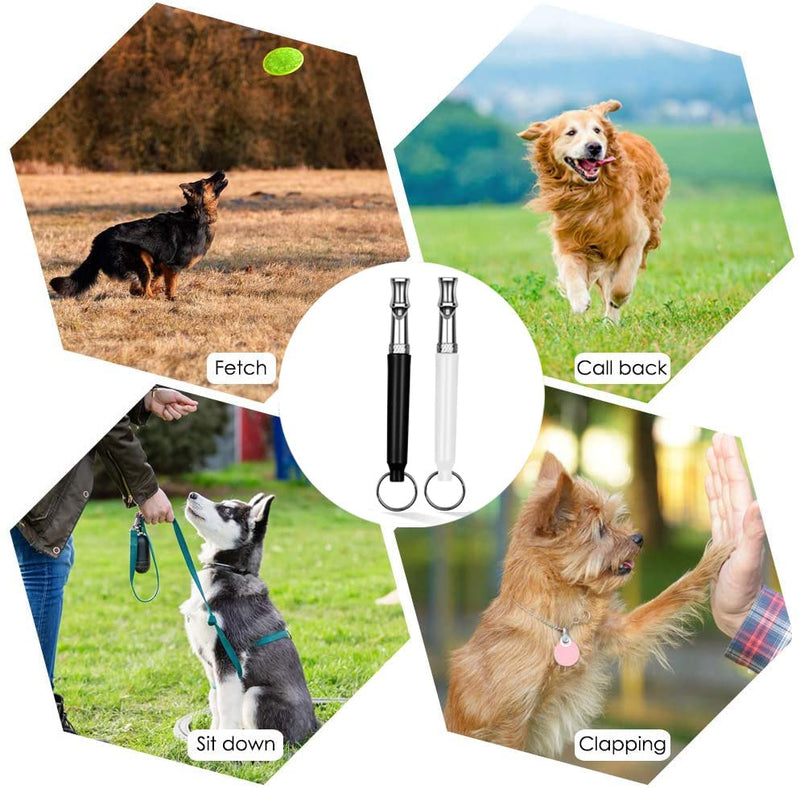 Dog Whistle 2 Pack, Dog Whistle to Stop Barking Neighbors Dog, Adjustable Ultrasonic Silent Dog Whistle, Professional Recall Dog Training Whistles, with Lanyard