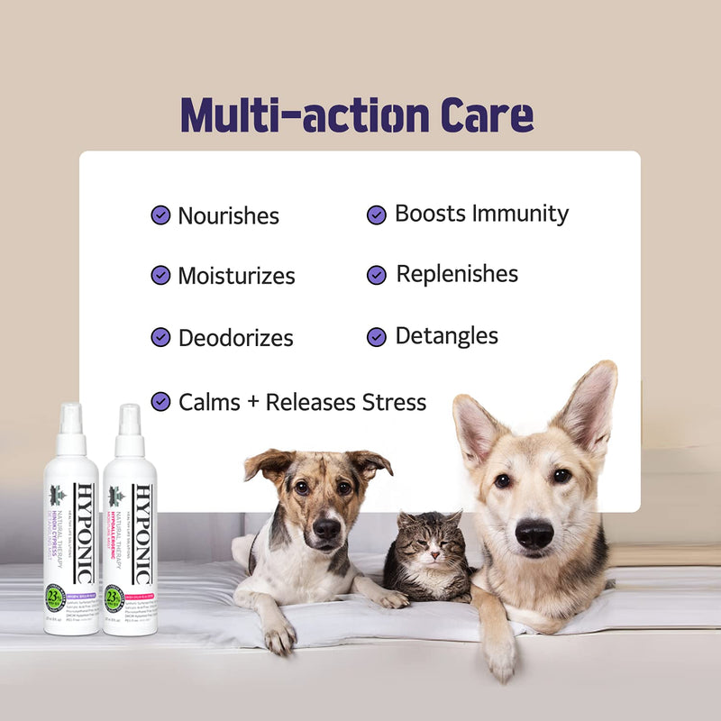 HYPONIC Hypoallergenic Moisture Detangling Mist Spray for All Pets (Baby Powder Scent, 237ml) - Used by Professional Groomer, Deodorizing Perfume Spray for Smelly Dogs & Cats