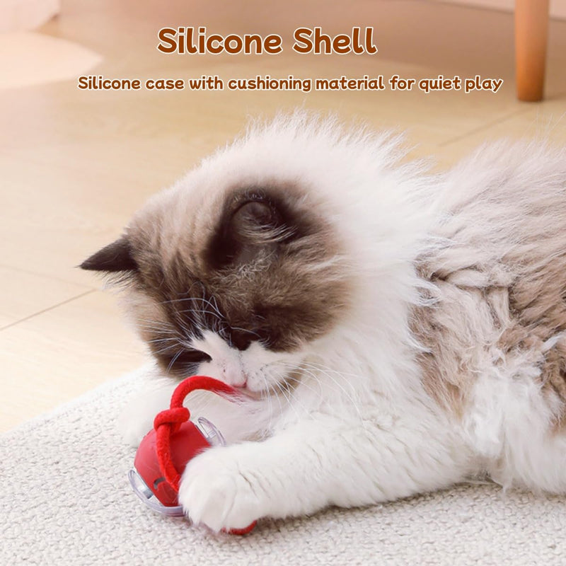 2025 New Interactive Cat Toy Ball for Indoor Cats Dog, Smart 360° Automatic Rolling Pet Ball Kitten Toys with Replace Feather , 3.0 Tail Electric Cat's Toys with LED Light Three Modes Adjustment Red - PawsPlanet Australia