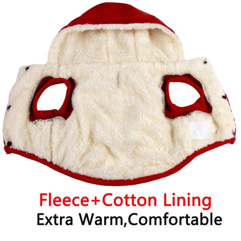 Vecomfy Fleece Lining Extra Warm Dog Hoodie in Winter,Small Dog Jacket Puppy Coats with Hooded,Red XS X-Small (Pack of 1) Red