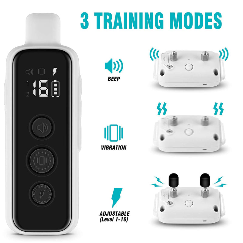 Bousnic Shock Collar for Dogs - Waterproof Rechargeable Dog Electric Training Collar with Remote for Small Medium Large Dogs with Beep, Vibration, Safe Shock Modes (8-120 Lbs) (Grey) Grey - PawsPlanet Australia
