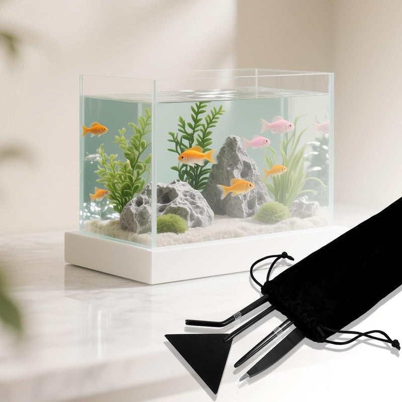 15Inch Extra Long Design Aquarium Aquascaping Tool Stainless Steel Aquascape Tools Kit 4 in 1 Anti-Rust Fish Tank Starter Kit with Long Tweezers Scissors Spatula for Aquarium Plants (Black) Black - PawsPlanet Australia