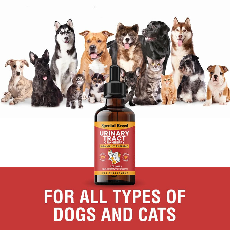 Cat & Dog Urinary Tract Infection Treatment – Natural UTI Relief with Cranberry Drops – Kidney & Bladder Support – Helps Incontinence, Frequent Urination, Bladder Stones – Pet Renal Care Drops 2oz