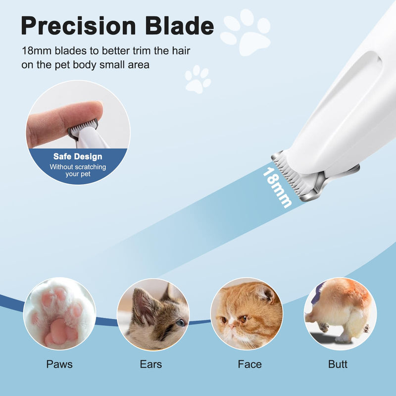 Upgraded Dog Paw Trimmer with LED Light, Waterproof Rechargeable Pet Paw Trimmer, Low Noise Pet Shaver for Dogs Cats