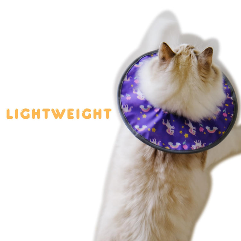 Cat Recovery Collar, Adjustable Waterproof Elizabethan E-Collar for Cats, Kittens, Small Dogs, Stop Licking Scratching After Surgery, Circular Lightweight Cute Drawstring for Easy Eating and Drinking M - PawsPlanet Australia