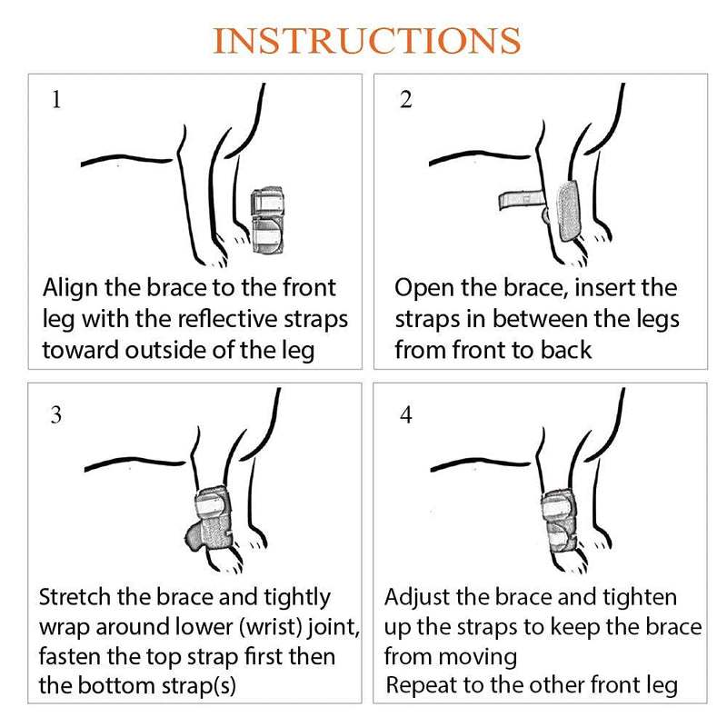 NeoAlly Dog Braces Front Leg Carpal Support Canine Wrist Braces with Safety Reflective Straps for Limping, Joint Pain, Lameness, and Loss of Stability from Arthritis (S/M Pair) S/M (1 Pair)