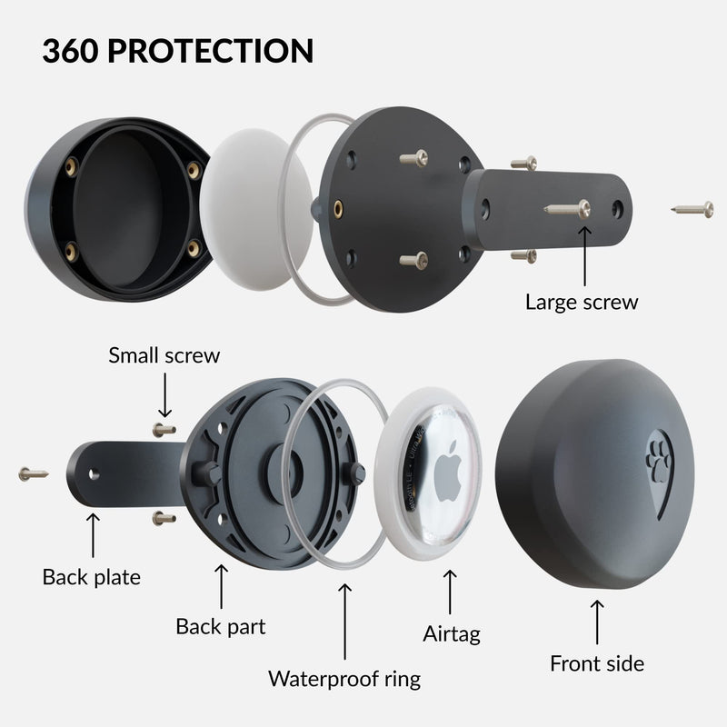 Holder Compatible with Airtag for Dog Collar, 2 Pack – Waterproof and Durable Case That Protects Your Airtag – Fits All Dog and Cat Collars – Airtag Not Included Black - PawsPlanet Australia