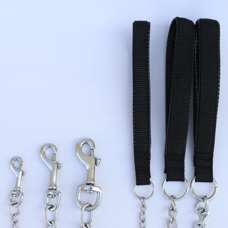 Heavy Duty Metal Dog Leash, Chew Proof Pet Leash Chain with Soft Padded Handle for Large & Medium Size Dogs, Length 4 ft, Wide 3 mm 48 x 0.12 in Black