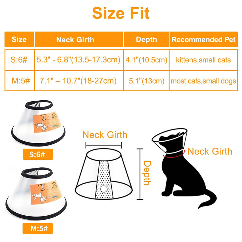 VOVIGGOL 2 Pack Cat Cones to Stop Licking, Cat E Collar Pet Cone for Cats After Surgery, Pet Elizabethan Collar Dog Head Cone Recovery Cone for Most Cats & Small Dogs (Size M, 5#) Medium 5# (Neck Girth7.1" - 10.7", Depth 5.1'')
