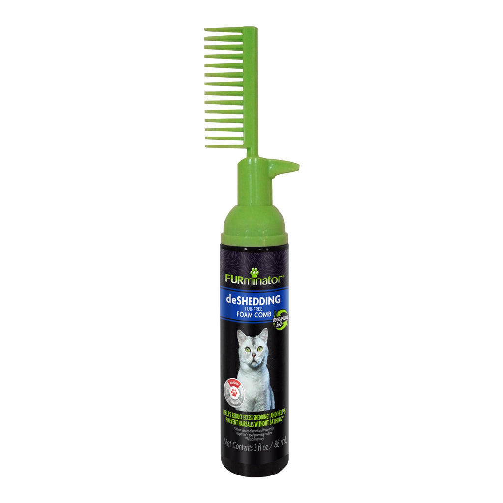 FURminator Rinse Free deShedding Foam Comb for Cats, Waterless Foaming Shampoo, Reduces Shedding, Deodorizes, Tub-Free Experience - PawsPlanet Australia