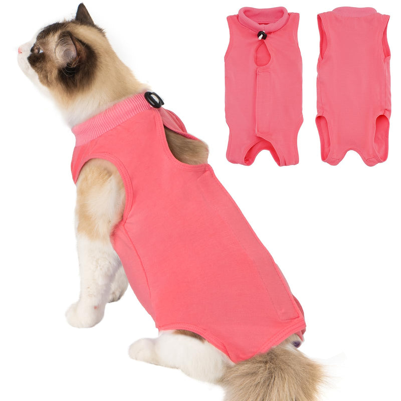 Avont Cat Recovery Suit Post-Surgery Onesie Bundle with Adjustable Cat Cone Collar - M