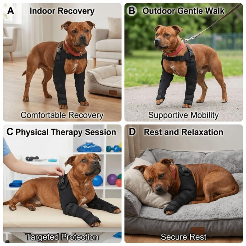 Dog Knee Brace for Hind Leg Support Breathable Joint Protector, Post-Injury Recovery & Wound Cover, Water-Proof for Small to Large Dogs(L) L
