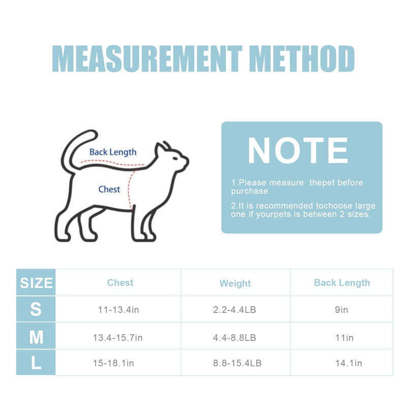 Pack of 2 Cat Bodysuit After Surgery, Cat Onesie After Surgery, Breathable, Soft Anti-Licking Bodysuit for Cats, Recovery Clothing After Sterilisation for Operations, Abdominal Wounds, Skin Diseases Blue and pink S