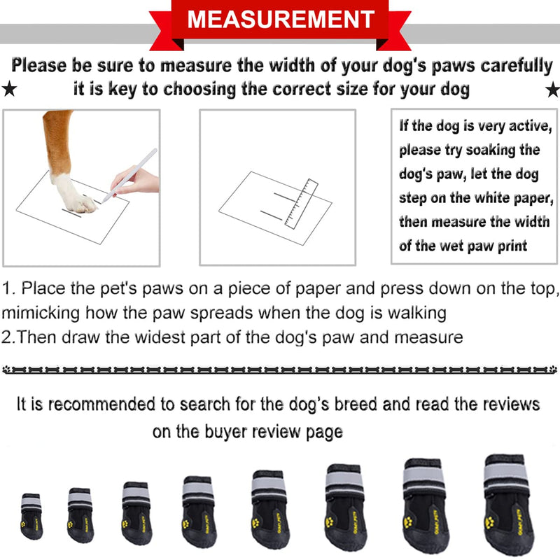QUMY Dog Shoes for Large Dogs, Medium Dog Boots & Paw Protectors for Winter Snowy Day, Summer Hot Pavement, Water-Resistant in Rainy Weather, Outdoor Walking, Indoor Hardfloors Skid-Resistant Sole Black Size 8: 3.0''x3.3"(W*L) (Pack of 4)