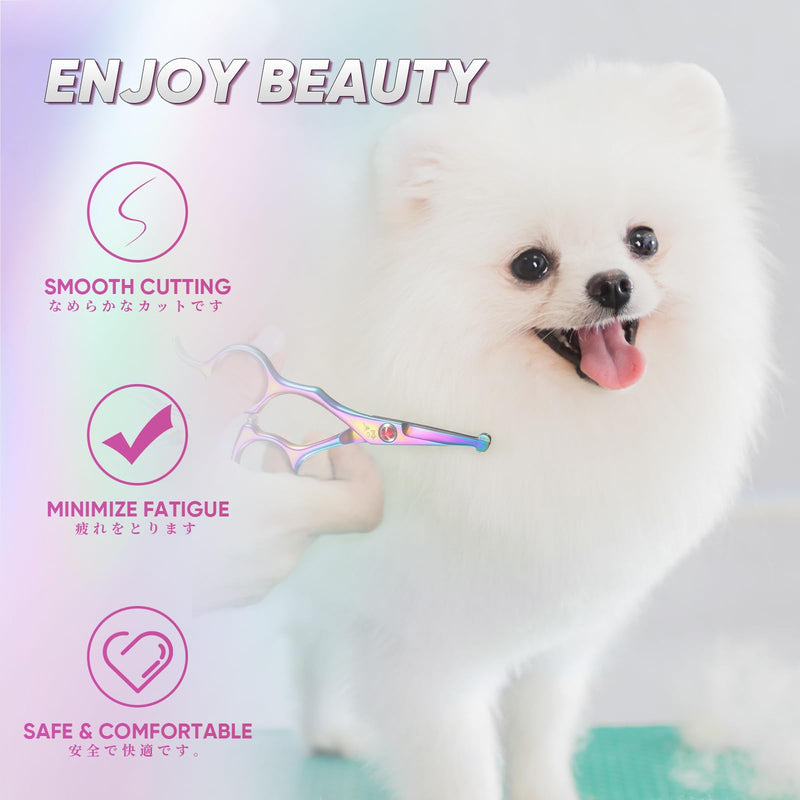 Small Dog Grooming Scissor -Rainbow Nose Hair Scissors with Safe Round Tips, Pet Scissors for Detailed Trimming, Japanese Stainless Steel,Ideal Gift Detail Grooming Scissors - PawsPlanet Australia