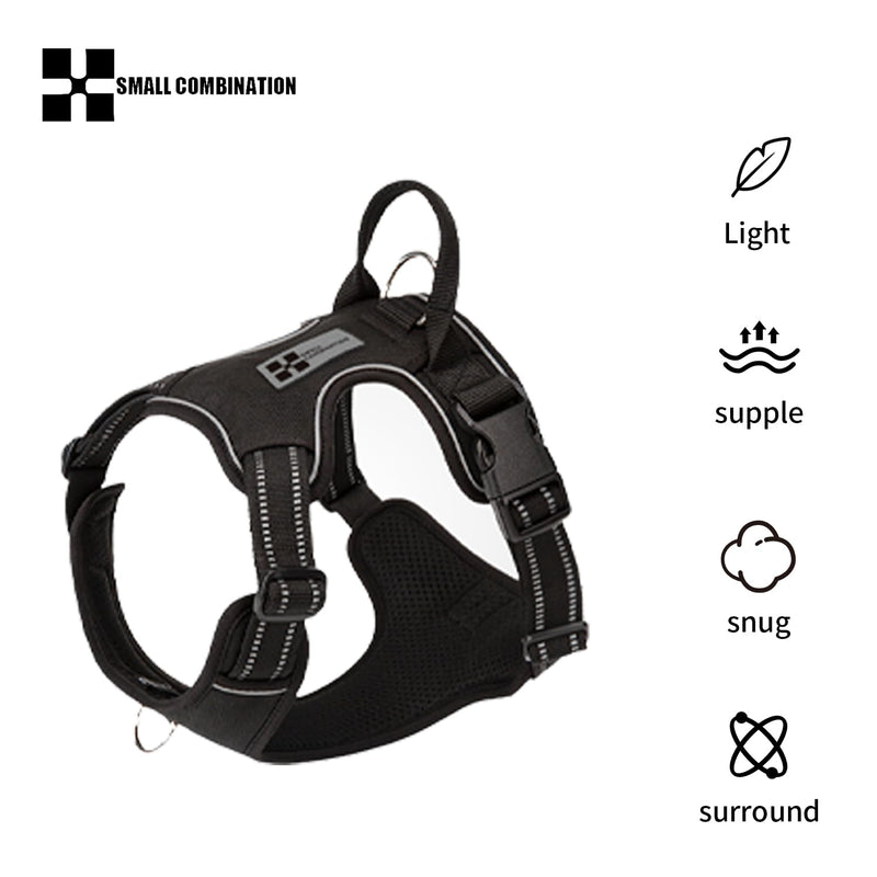 Dog Harness No Pull Vest Harness with 2 Clips Training Anti Pull Adjustable Night Reflection Safe Walking Small Medium Breed Black M (L) L