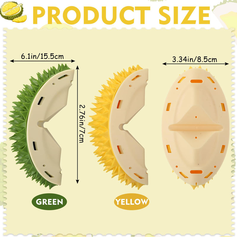Hiboom 2 Pcs Cat Wall Corner Scratcher Durian Shaped Self Groomer Face Scratcher Massage Comb Grooming Brush Tool for Indoor Long & Short Fur Kitten Dogs, Green and Yellow - PawsPlanet Australia