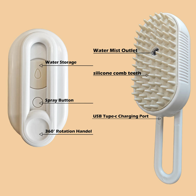 Cat Steam Brushes for Shedding, 4 in 1 Rechargeable Steam Brush for Cats and Dogs,Grooming Comb with Spray - PawsPlanet Australia