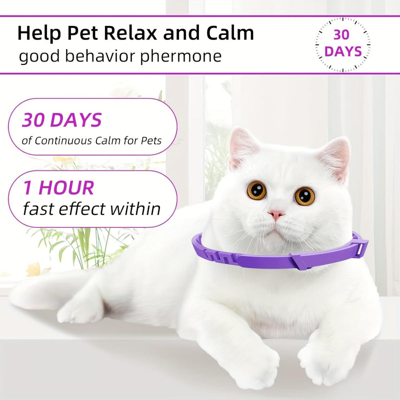 4 Pack Calming Collar for Cats and Kittens Pheromone Collar Efficient Pheromones Calm Relaxing Comfortable Breakaway Collars Adjustable for Small, Medium Large Cat