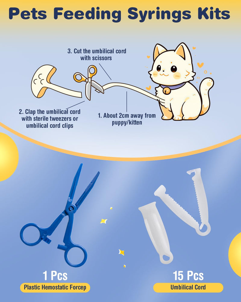 52Pcs Puppy Whelping Kit, Newborn Pets Whelping Supplies with 4 Puppy Feeding Tube,15 Puppy Whelping Collars, 15 Cord Clamps, 2 Gloves, Digital Thermometer, Stethoscope and More - PawsPlanet Australia