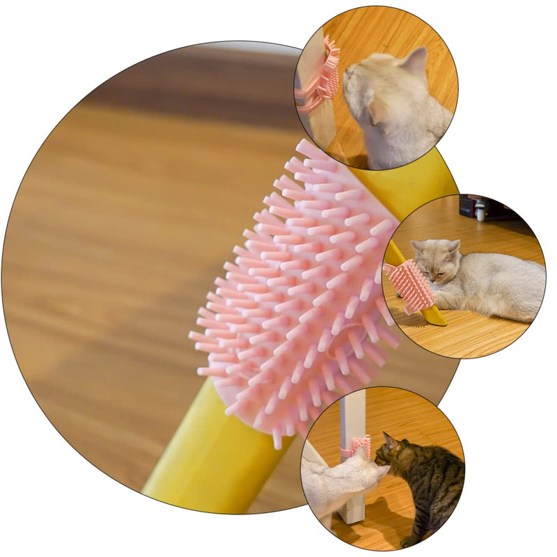 Massaging Self-Cleaning Slicker Grooming Brush for Cats - Pet Corner Beauty and Supply Tool 27X13.5cm Pink - PawsPlanet Australia