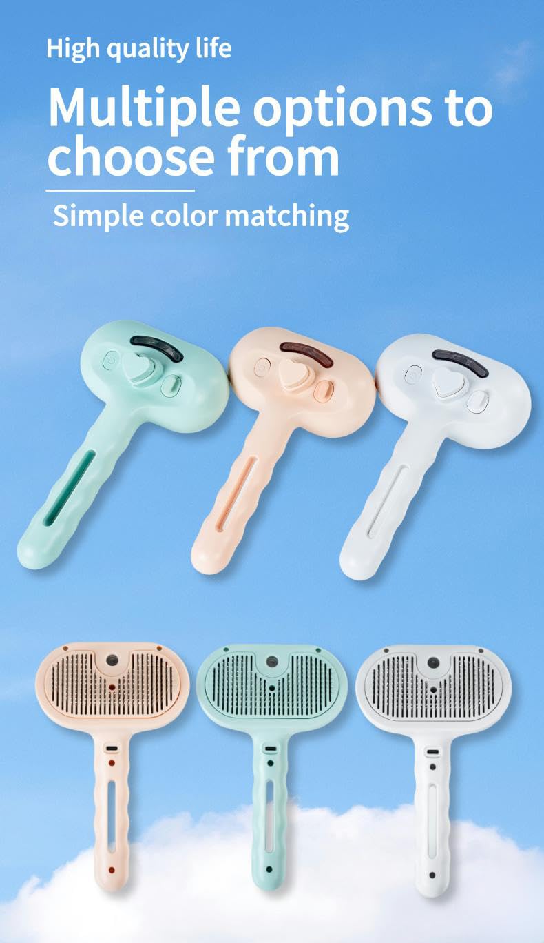 Pet Grooming Steam Brush, Pet Spray Hair Removal Comb, Anti-Static, Rechargeable, Comfortable Grip, for Dogs & Cats, Spray Hair Removal Comb, Steam Brush for Shedding & Grooming, Pink - PawsPlanet Australia