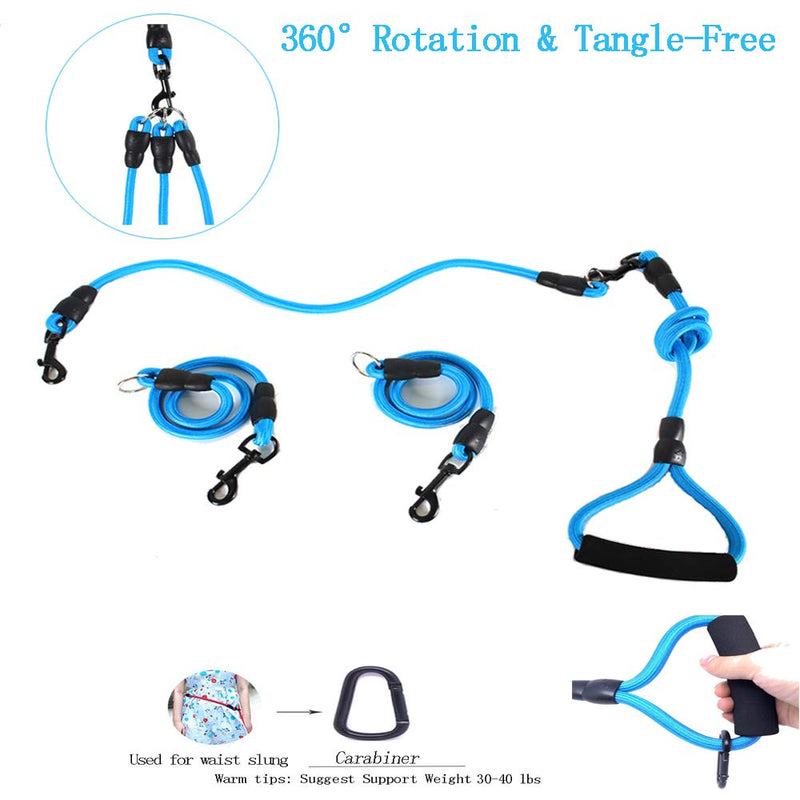 Heyllou 3 in 1 Durable Nylon Dog Leash with Padded Handle, 360° Swivel No Tangle Climbing Rope Removable Pet Traction Rope, Lead for Medium Large Dogs Blue - PawsPlanet Australia