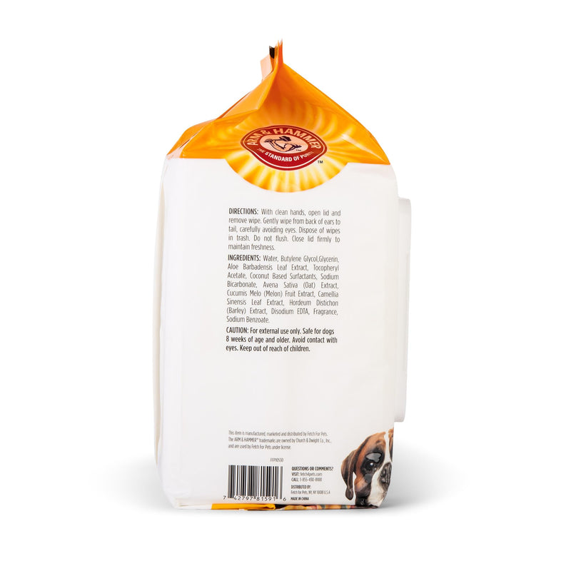 Arm & Hammer for Pets Heavy Duty Multipurpose Dog Wipes, Paw and Butt Wipes for Dogs to Help Clean Deodorize and Freshen Coat and Skin Between Baths, Mango Scent, 100 Count Bathing Wipes 100 Count (Pack of 1) - PawsPlanet Australia