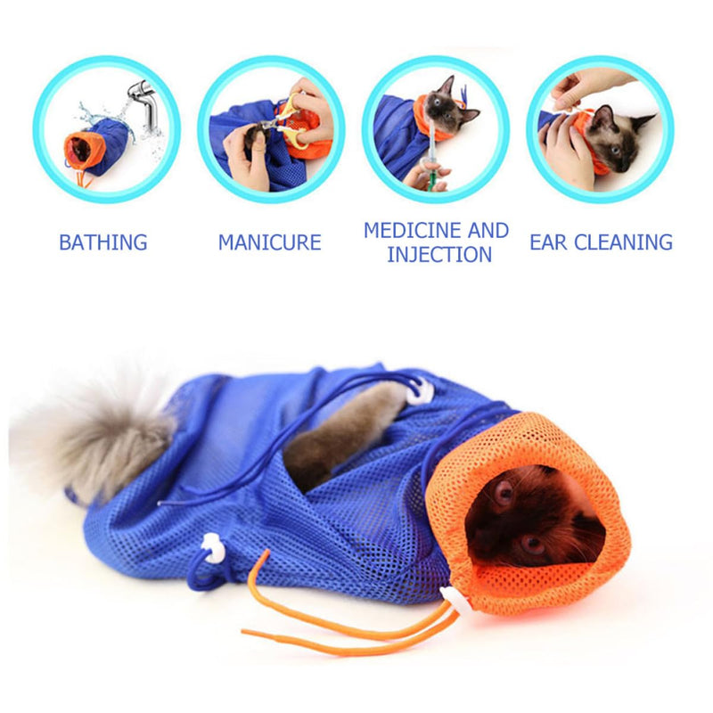 Veemoon Breathable Drawstring Cat Wash Bag Made of Polyester, Scratch and Bite Resistant for Bathing and Grooming at Home