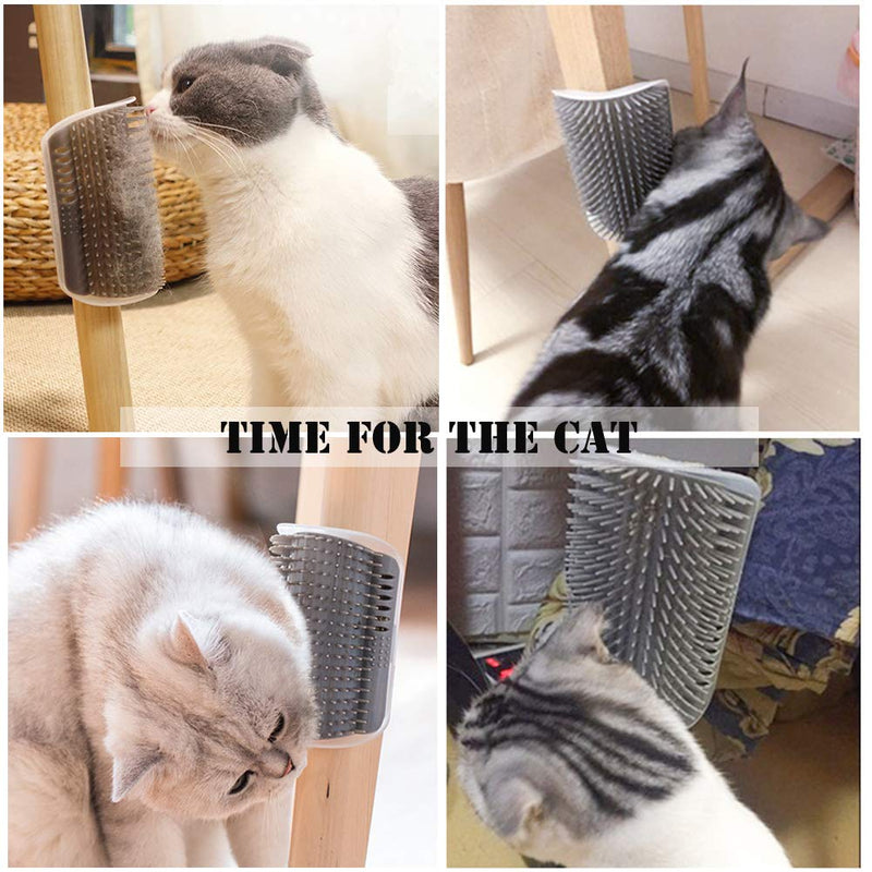 IMISNO Cat Self Groomer Toy Wall Corner Massage Comb Perfect Massager Brush with Catnip (4 PCS Gray) 4GRAY - PawsPlanet Australia