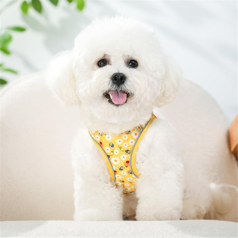 Step in Dog Harness No Pull Honeybee Adjustable Soft Mesh Padded Reflective Pet Vest Harness and Leash Set for Small Medium Dogs XS(neck:9.5"-10.5",chest:11.5"-13.5") Yellow - PawsPlanet Australia