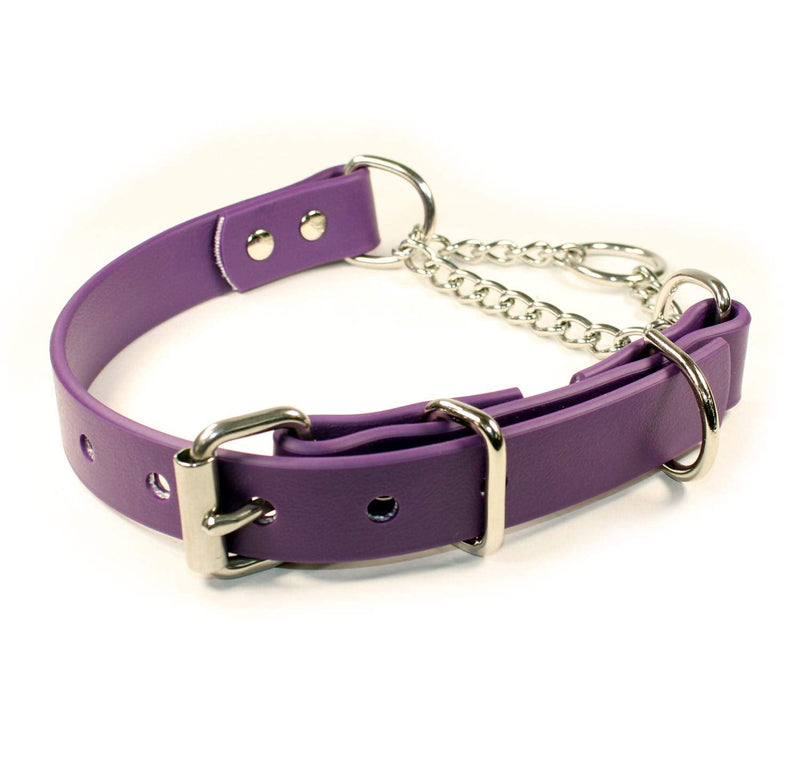 Adjustable Waterproof Martingale Half-Check Stainless Steel Chain Training Dog Collar (Medium: 14"-18", Purple) Medium: 14"-18" - PawsPlanet Australia