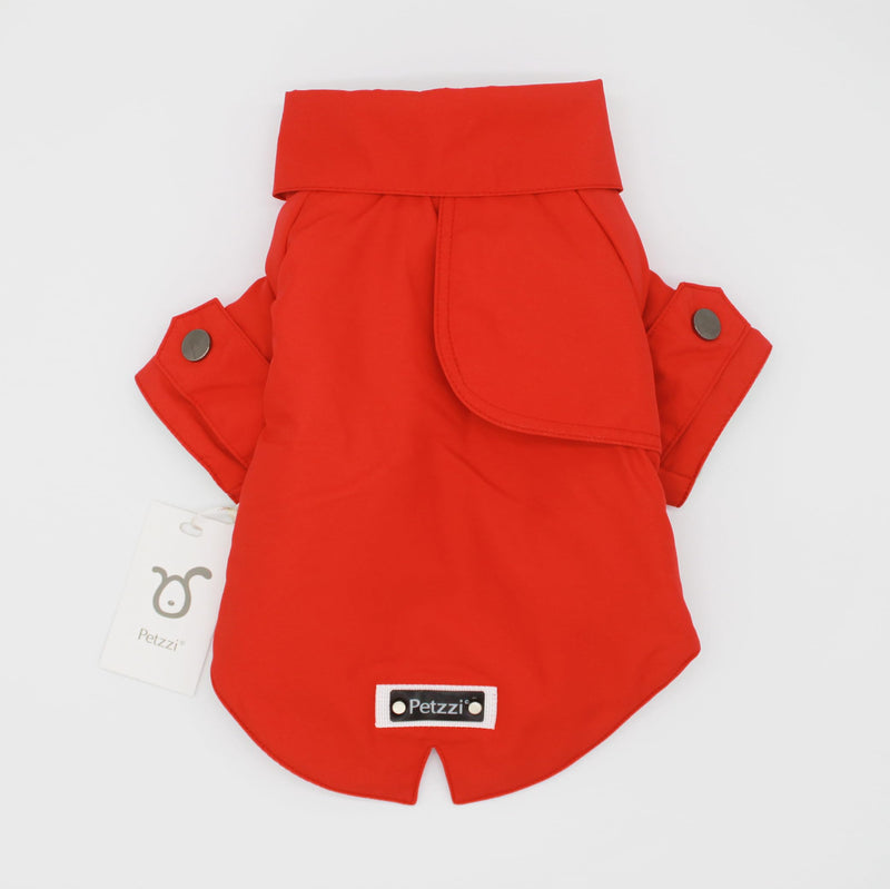 Pet Trench Coat Rain Jacket Spring Dog Clothes for Small Puppy Medium Large Dogs Cat Clothes Windproof Water Resistant - Theodore (M, Red)