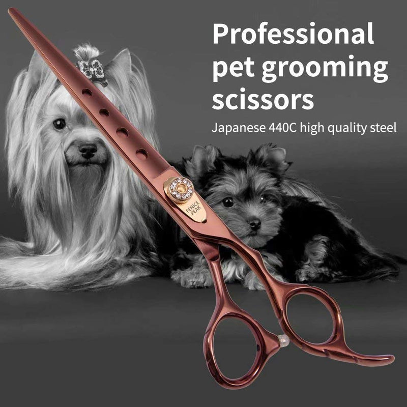 Fenice Peak Dog Grooming Scissors Pet Cutting Scissors Professional Dog Scissors for Grooming Shears for Dogs and Cats 440C Japanese Stainless Steel Dog Trimming Shear Edge Scissors(7'') 7'' - PawsPlanet Australia