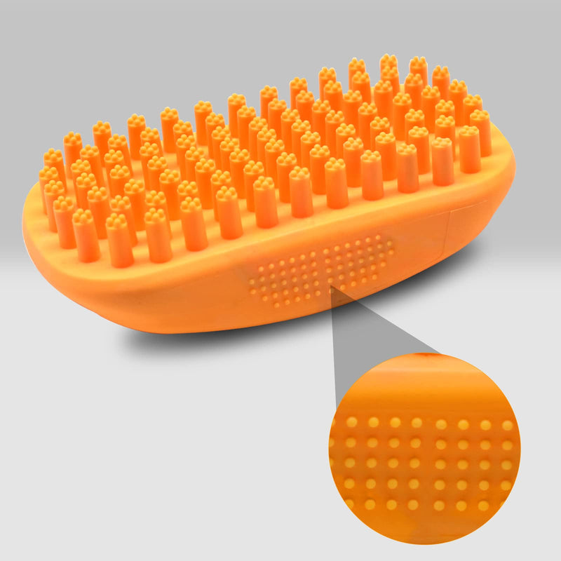 Eilin Pet Bath Brush Massage Brush Silicone Comb Dog Cat Massage Curry Brush Grooming Shower Brush for Shampooing Dogs Cats Small Animals with Short Long Hair Soft Rubber Bristles Washing Orange - PawsPlanet Australia