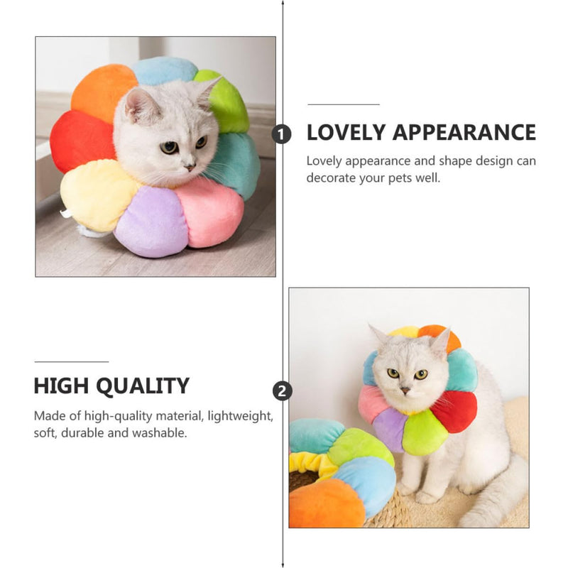 Luxshiny Sunflower Surgery Recovery Collar for Cats and Small Dogs, Soft Anti-Lick Protective Collar, Scratch-Resistant Neck Cone for Wound Healing and Coat Care